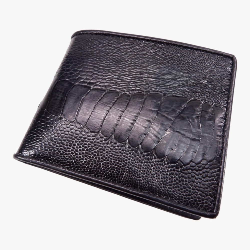 Sophisticated Ostrich Leather Black Wallet